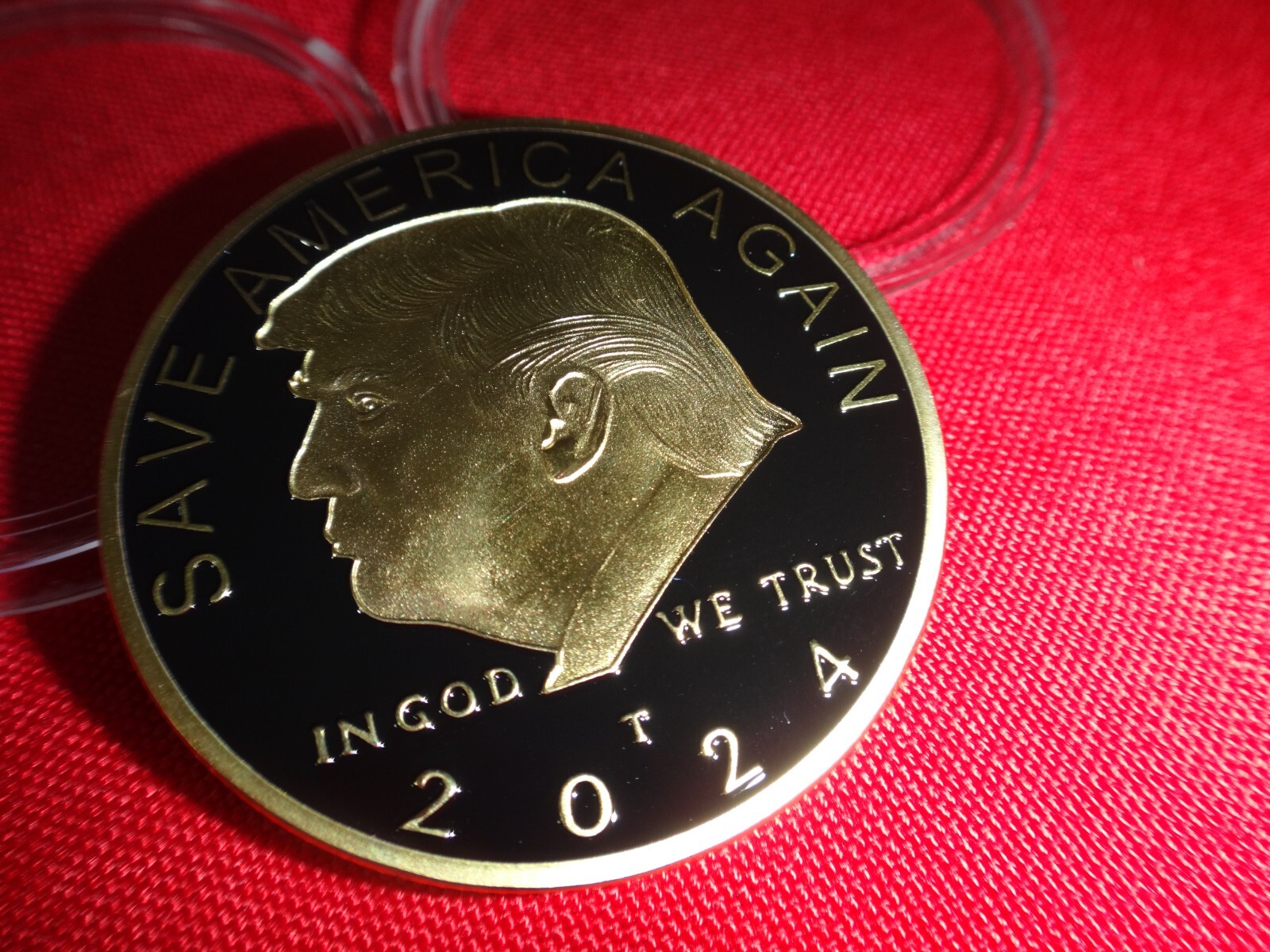 Donald Trump SAVE AMERICA AGAIN 2024 Presidential Campaign 2-Side Coin + Case