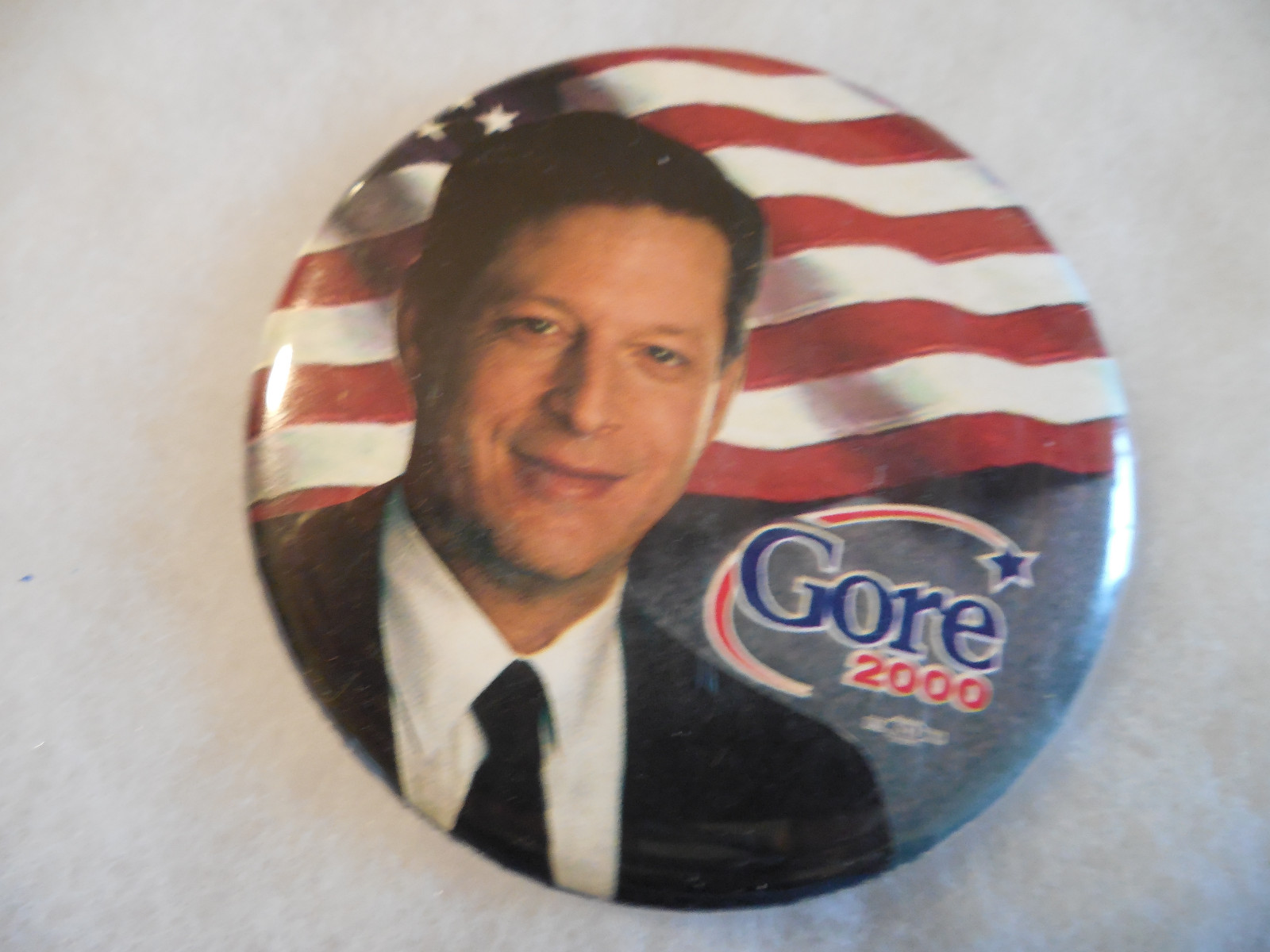 Al Gore Presidential Pin Back Campaign 3″ Button President 2000 Political Flag