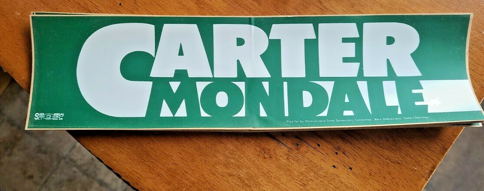 VTG Unused Bumper Sticker 1976 Carter Mondale Presidential Election Sticker 11″