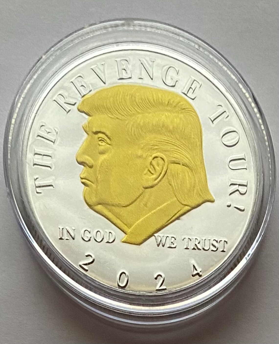 COMMANDER IN CHIEF THE REVENGE TOUR 2024 Donald Trump Coin SILVER/GOLD LEAF