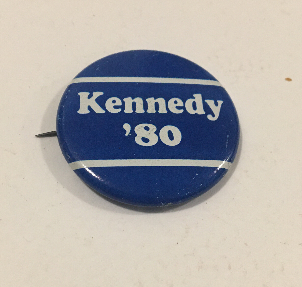 Kennedy 80 1980s Political Pinback Hat Pin Button 1 3/8”