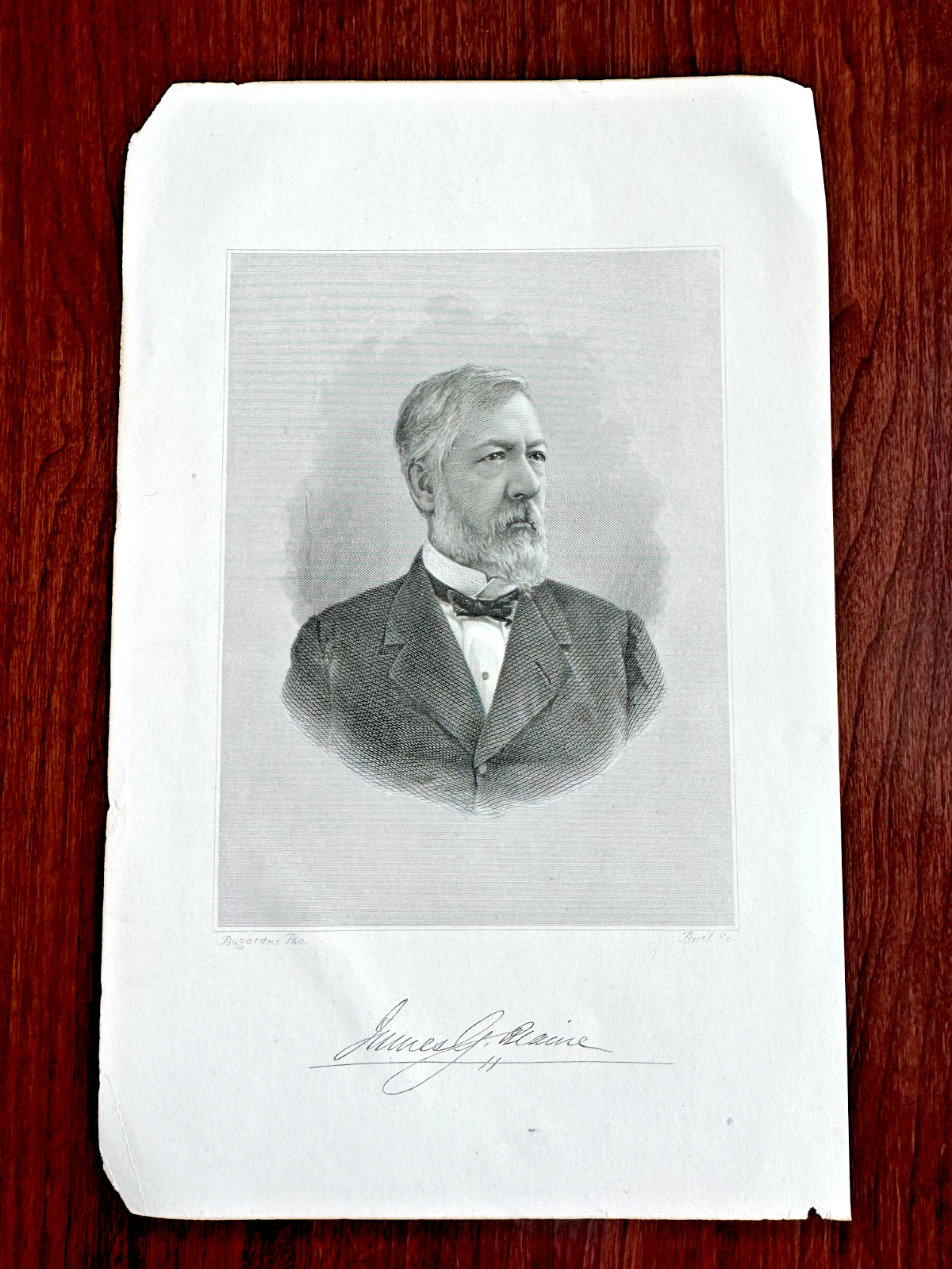 US SEC OF STATE & REPUBLICAN PRES CANDIDATE JAMES G BLAINE ENGRAVING – BOGARDUS