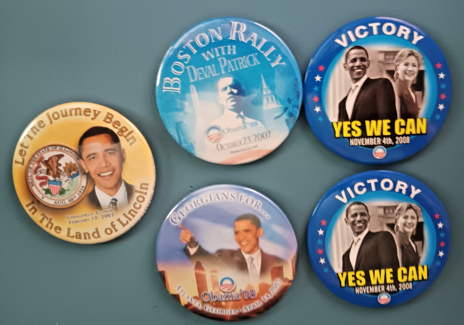 Title: Barack Obama 2007-2008 Campaign Button Lot of 5 Yes We Can Deval Patrick