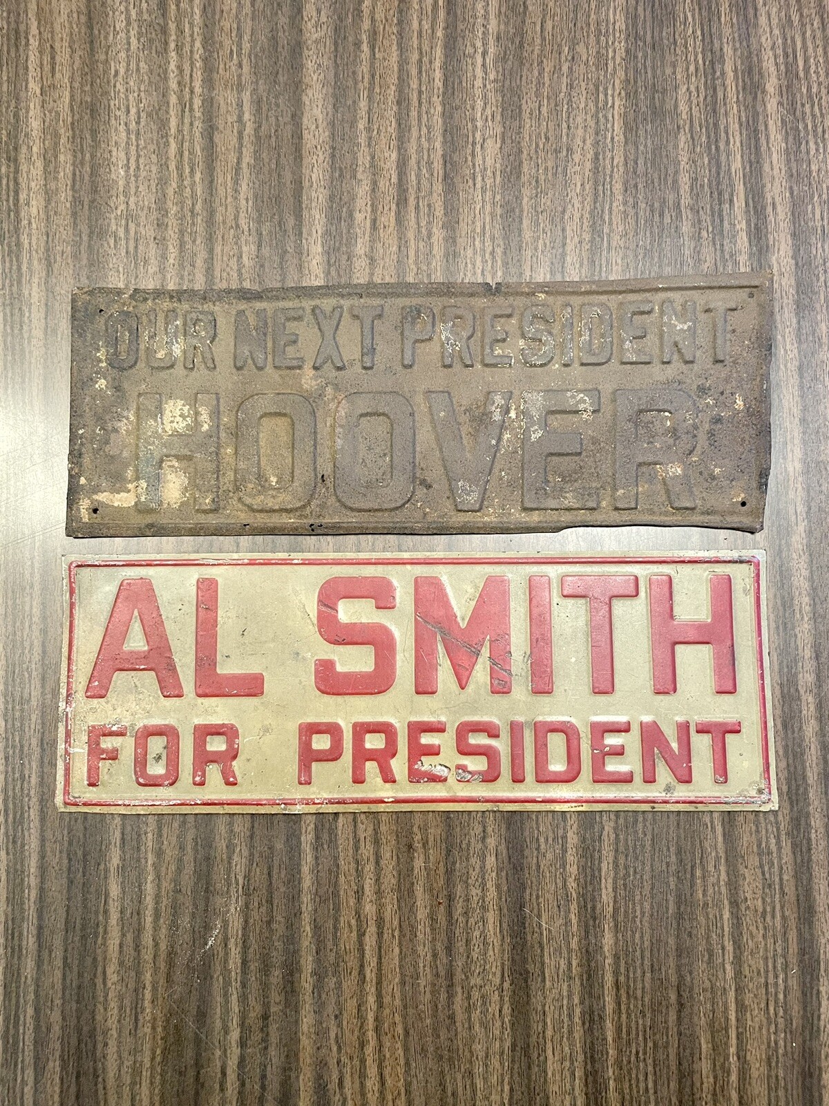 **Antique Al Smith VS Herbert Hoover For President 1928 Election -Tin Tackers **
