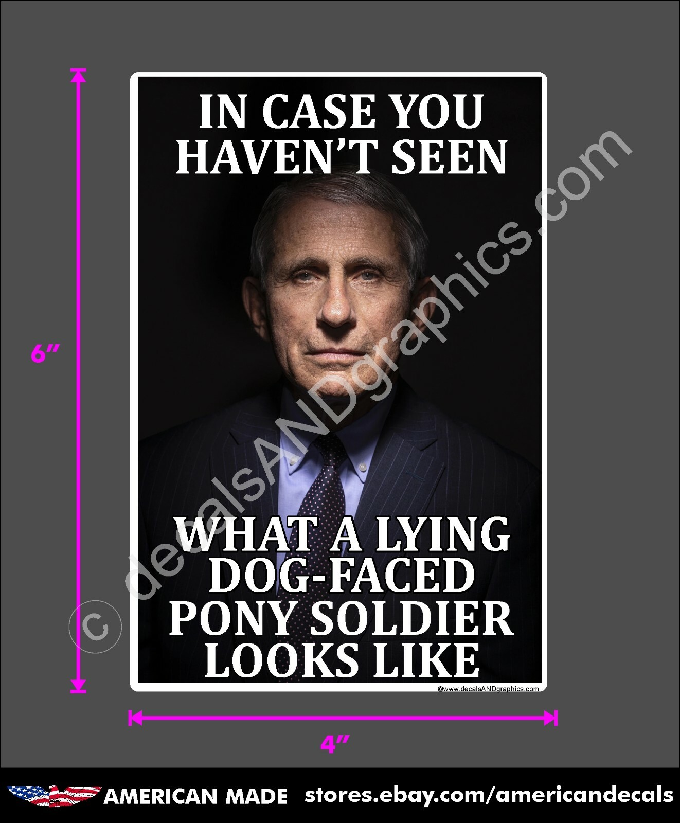 TRUMP 2020 2024 STICKER LYING DOG-FACED FAUCI ANTI BIDEN ANTI DEMOCRAT DECAL
