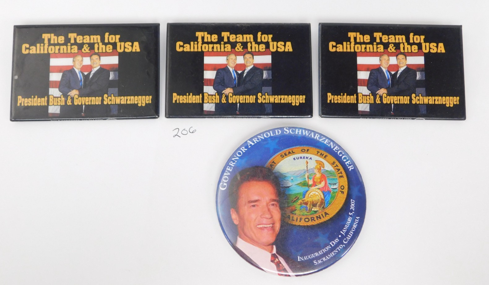 Lot of 4 – Bush Schwarzenegger Governor California Campaign Pin Button Political