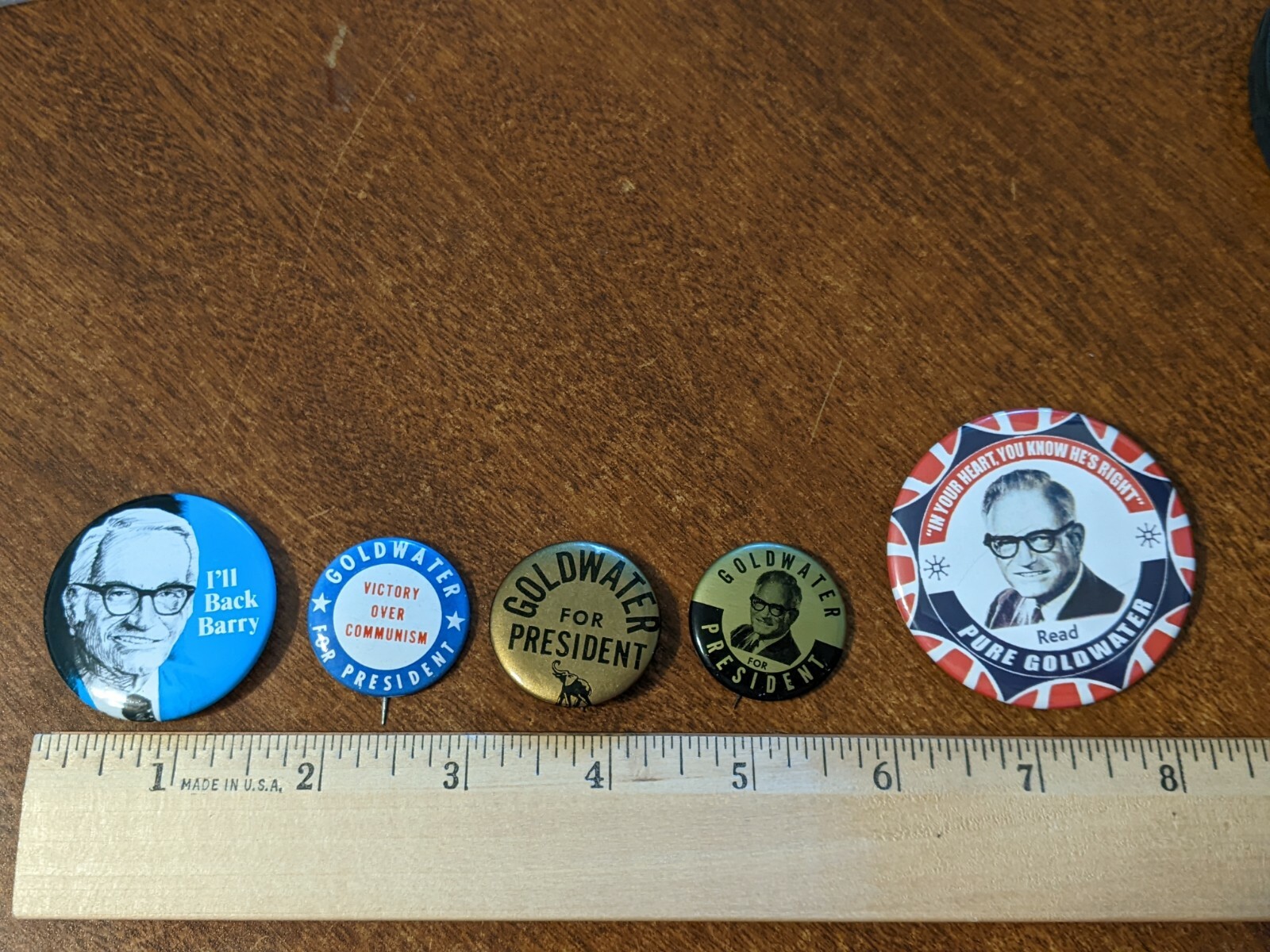 1964 BARRY GOLDWATER for President 5 political pinback buttons.