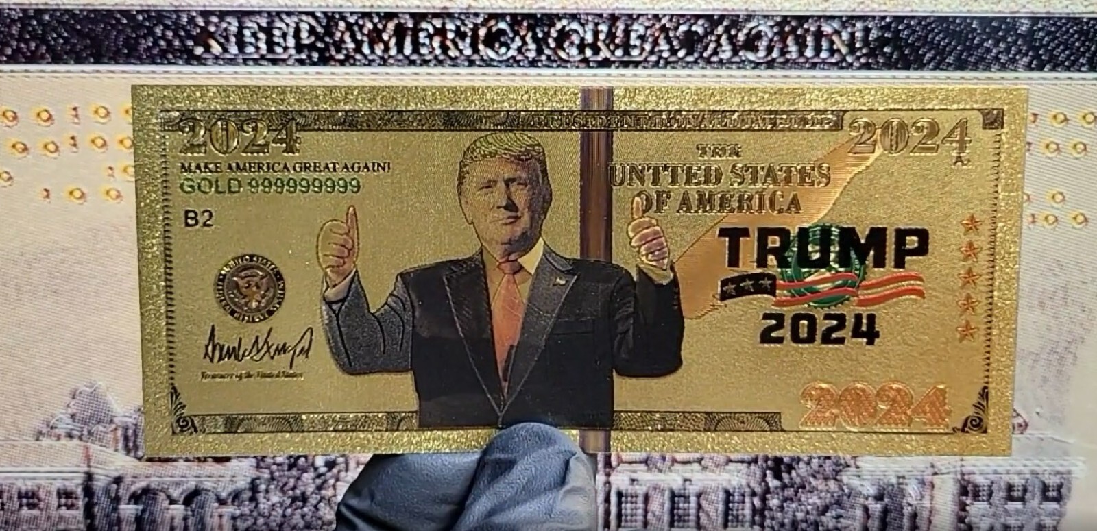 [25 pack] DONALD TRUMP 2024 MAGA GOLD PLATED BANKNOTE WILL MATCH SNEAKERS!