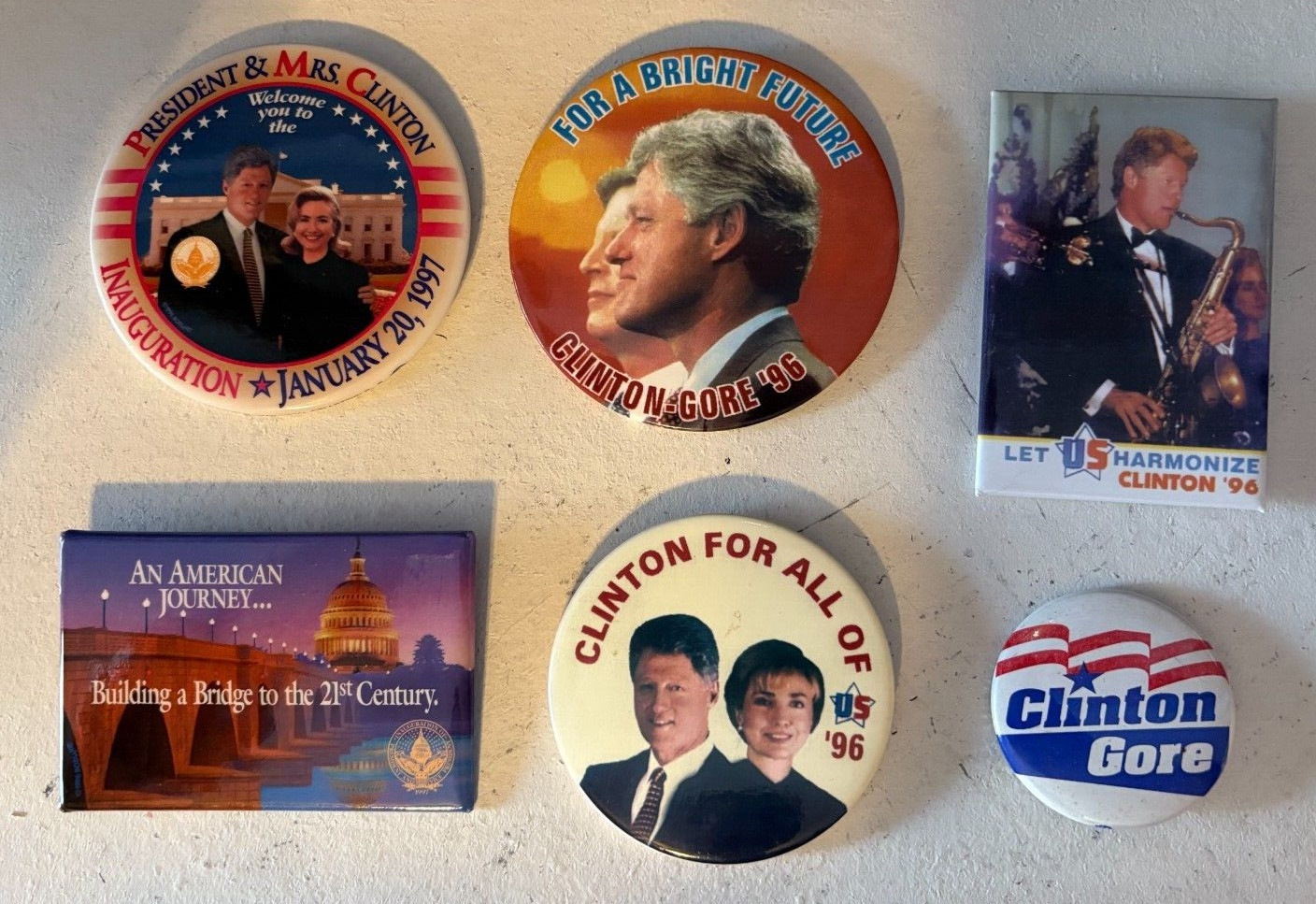 Bill Clinton/Al Gore Presidential Campaign Button Mixed Lot (1992 and 1996)