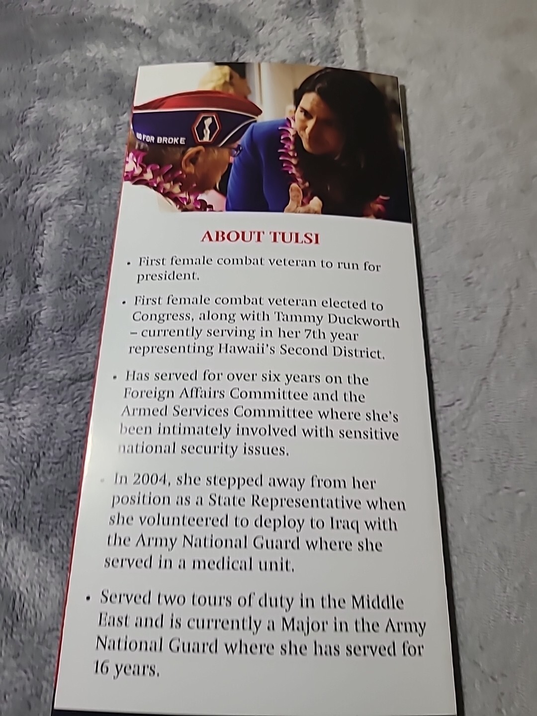 Tulsi Gabbard Official Campaign Flier From 2019 *Rare* Hard To Find Trump s Pick