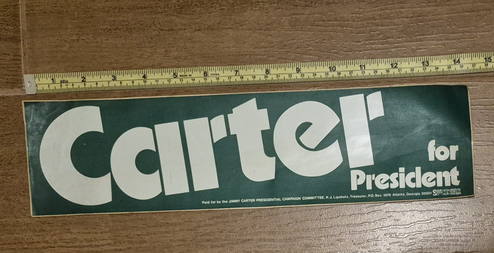 Jimmy Carter for President Bumper Sticker 1976 Presidential Campaign Georgia