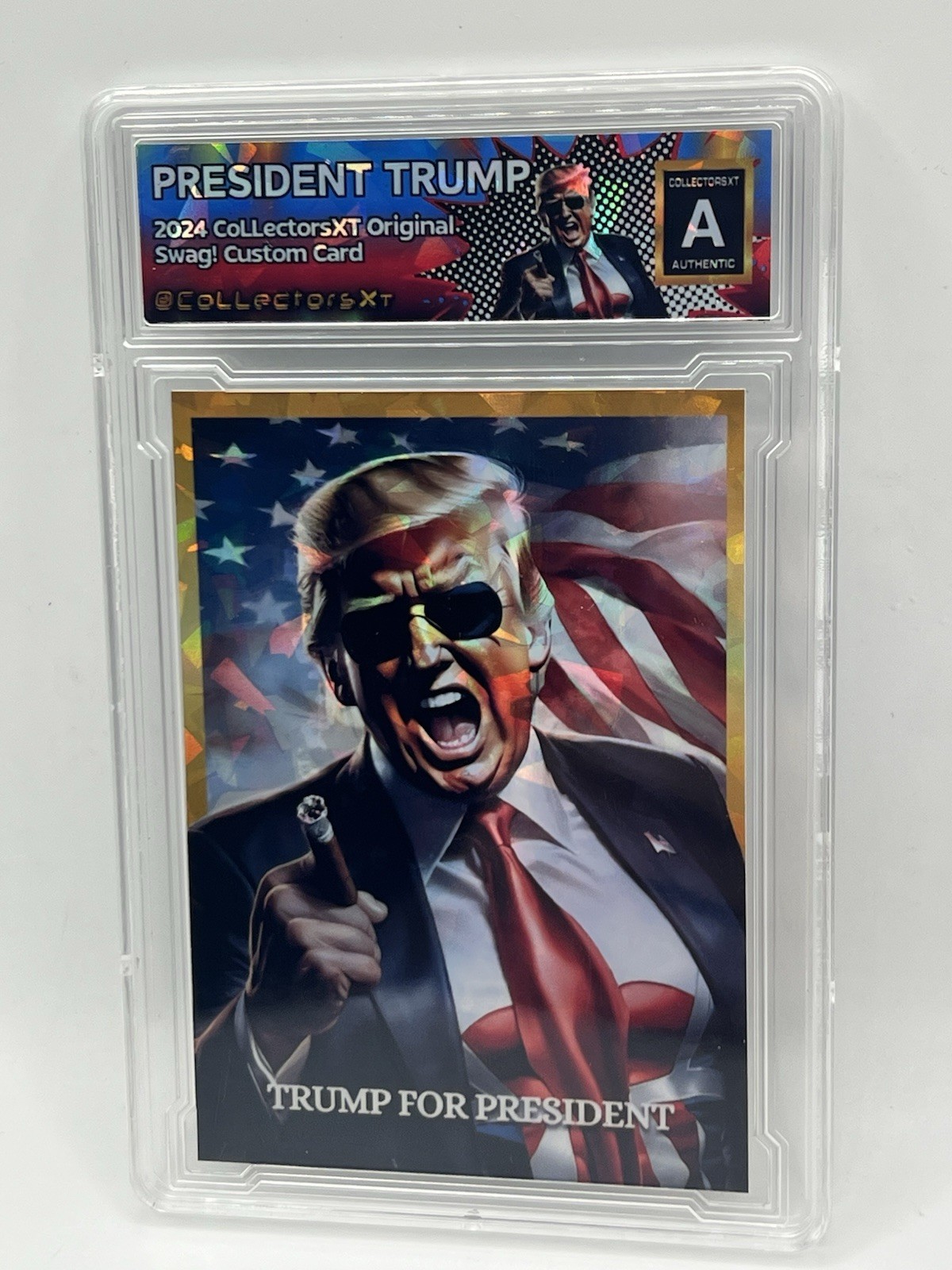 President Trump Slab Gold Cracked Ice Novelty Card