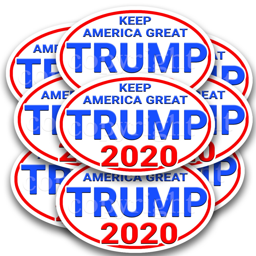 TRUMP 2020 Keep American Great Bumper Stickers Oval Decals Blue 3″ 10 pack WR