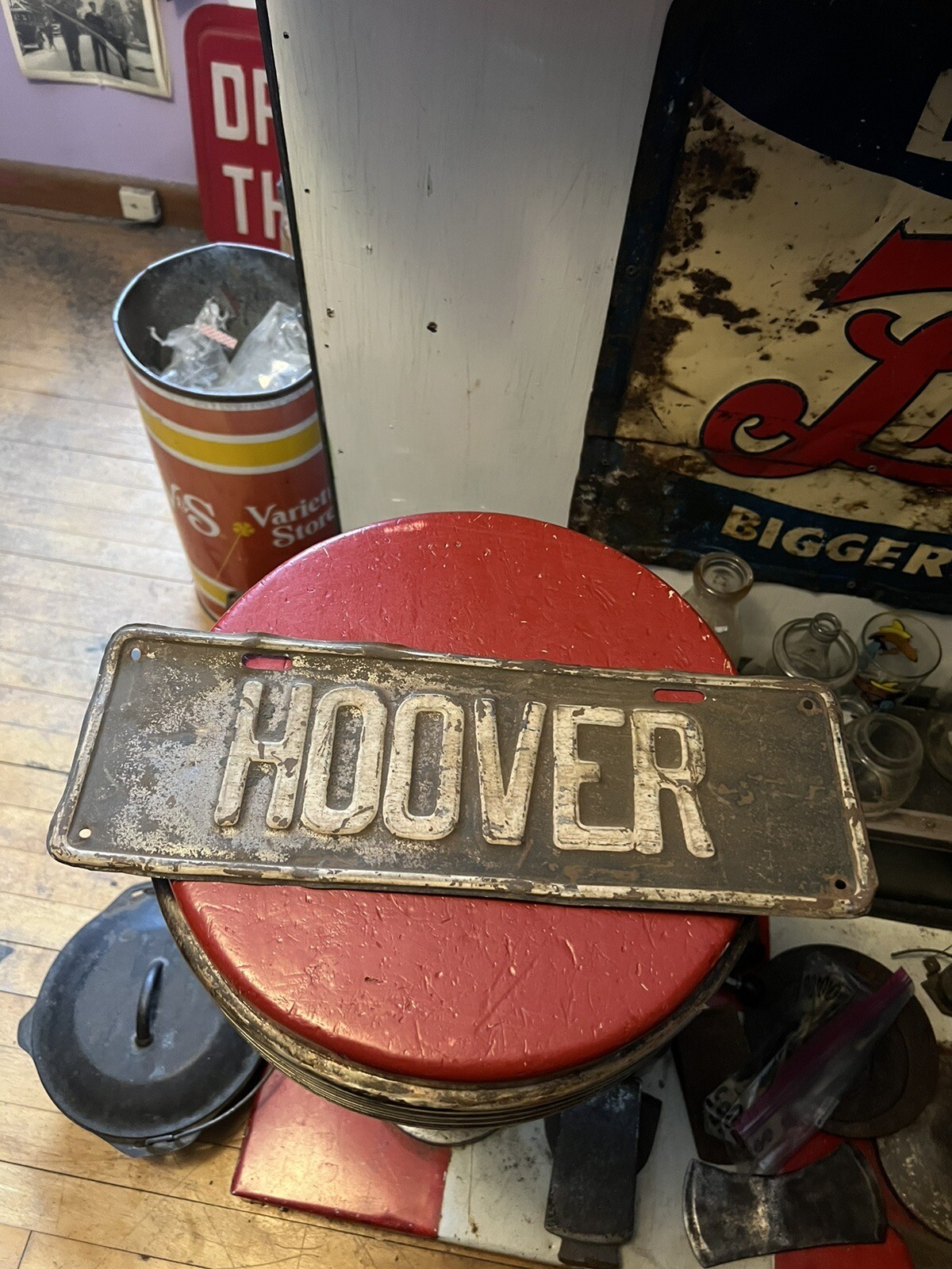 Vintage Hoover Political President Campaign Vanity License Plate Tag Topper USA