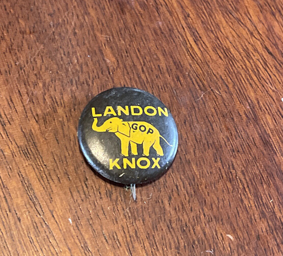 Landon and Knox Republican Presidential Pin 1936 GOP Elephant