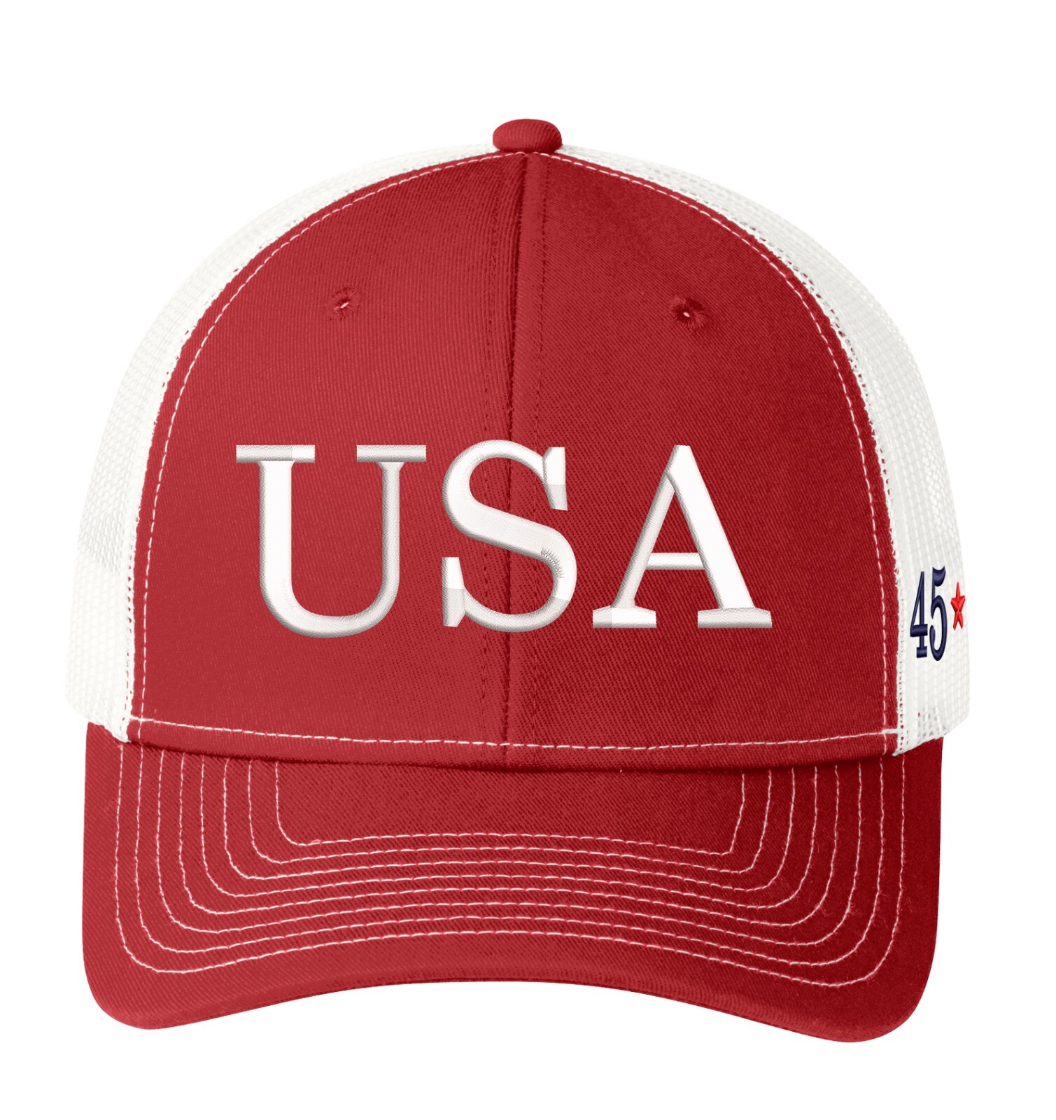 Trump USA Hat 45th + 47th President Snapback Trucker Mesh Red