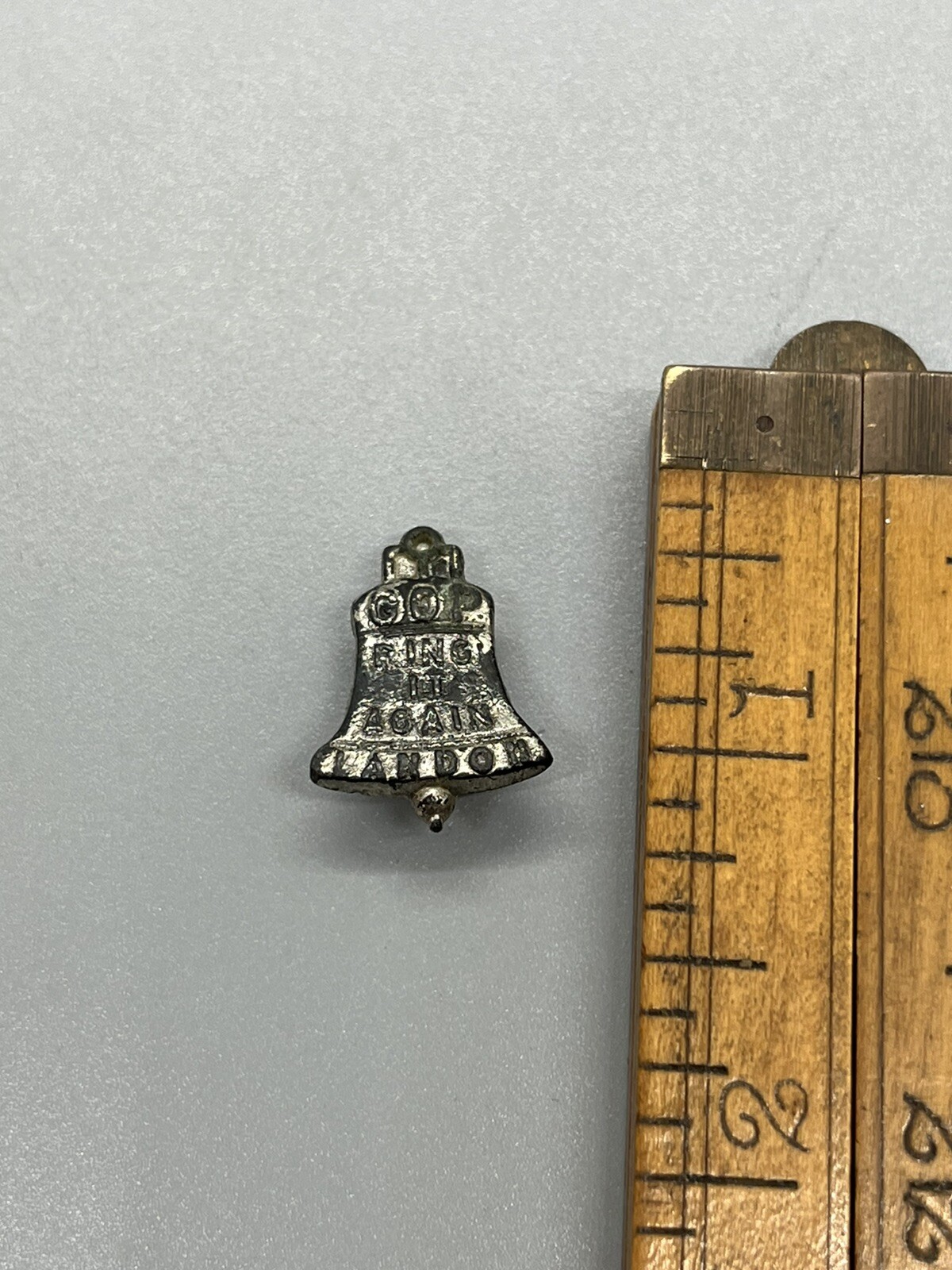 Alf Landon 1936 presidential campaign metal stud GOP Ring It Again Liberty Bell!