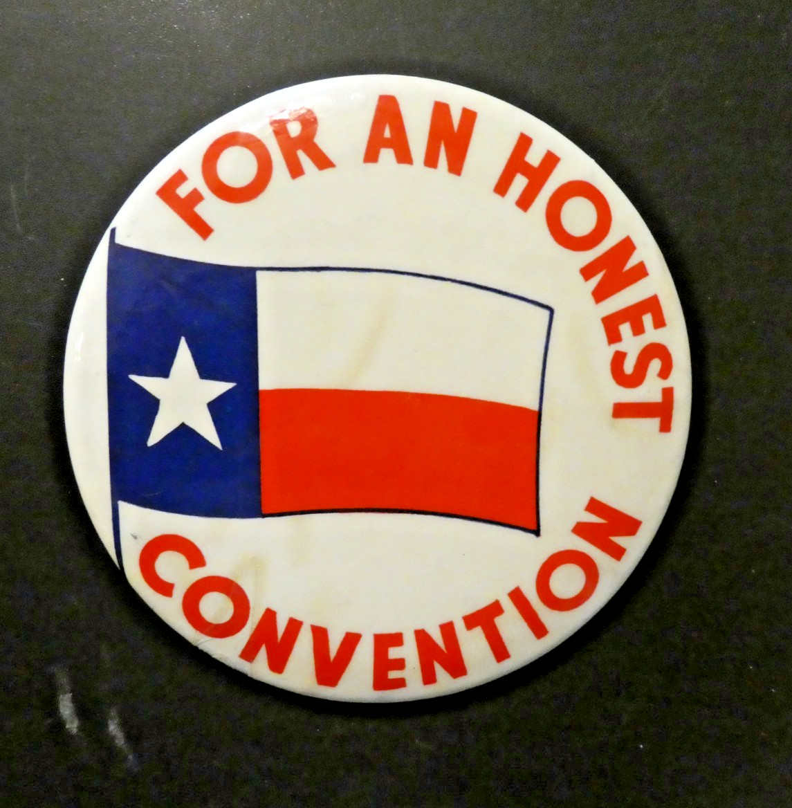 For An Honest Convention Texas Flag Dwight Eisenhower 1952 pinback *RARE* 3 1/2″