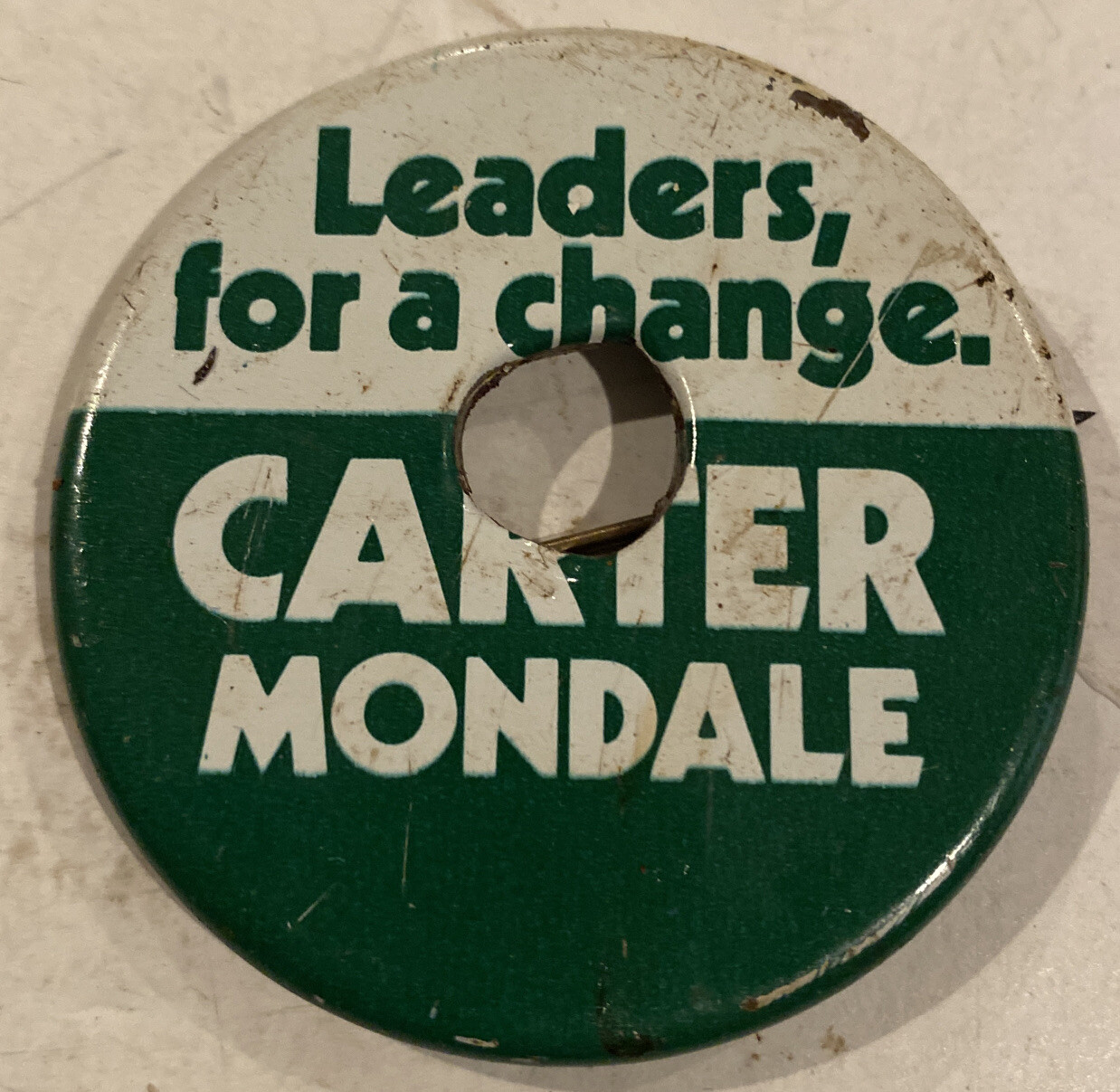 Vintage Leaders, For A Change Jimmy Carter – Walter Mondale Campaign Pinback Pin