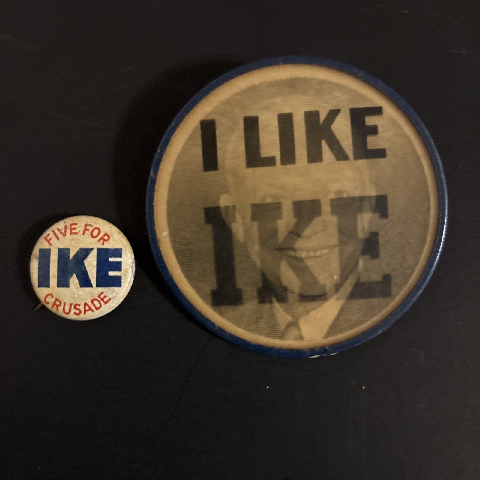 1952 Dwight Eisenhower Flasher Button Win With Ike Pictorial Productions +2