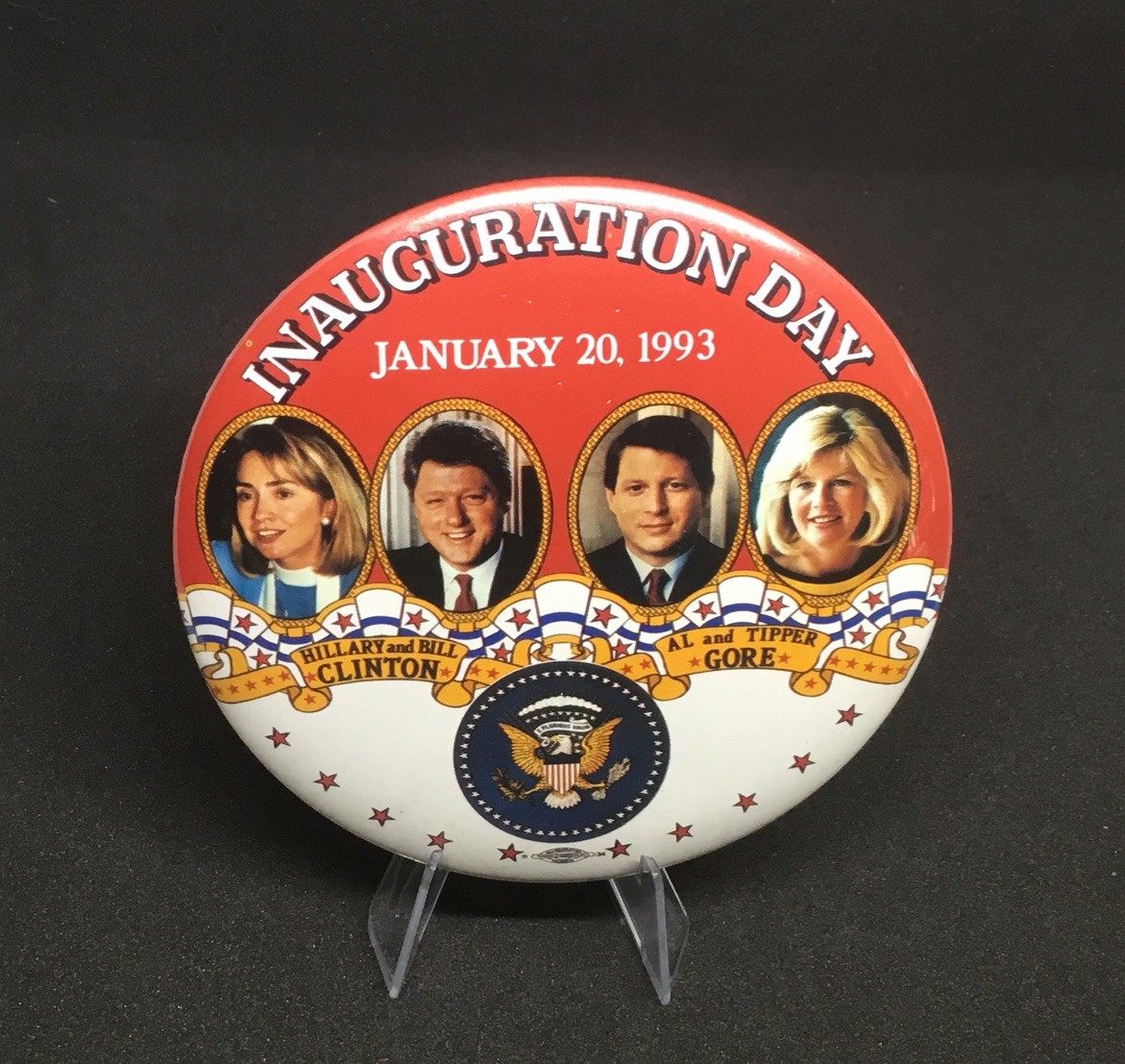 1992 Bill Clinton and Al Gore Jan 20, 1993 Inauguration Day Pinback Button