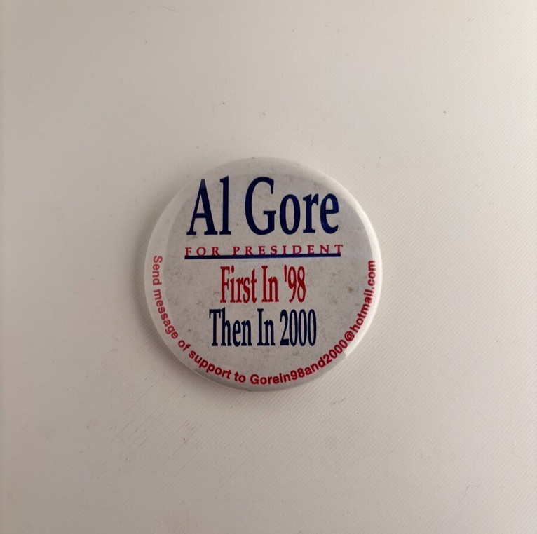 UNIQUE 2000 Gore Lieberman Pin Back Button Political Campaign Pin Presidential