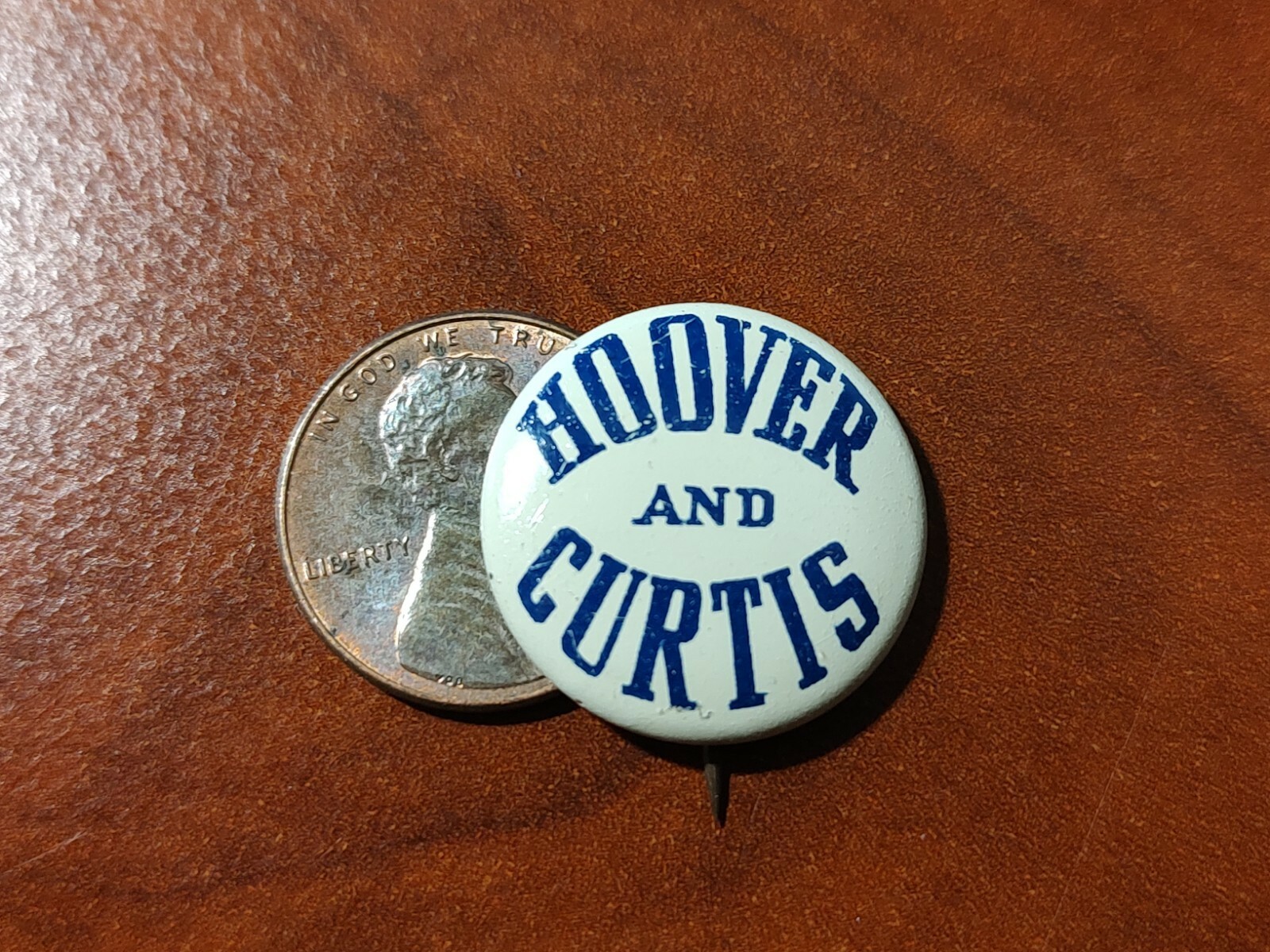 Herbert Hoover and Charles Curtis President 1928 GOP pin button tab nice!