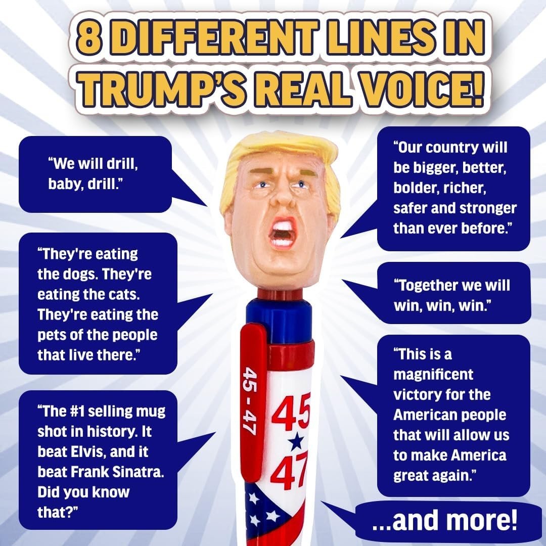 2025 Edition Trump Talking Pen – 8 Iconic Quotes for Political Humor Lovers
