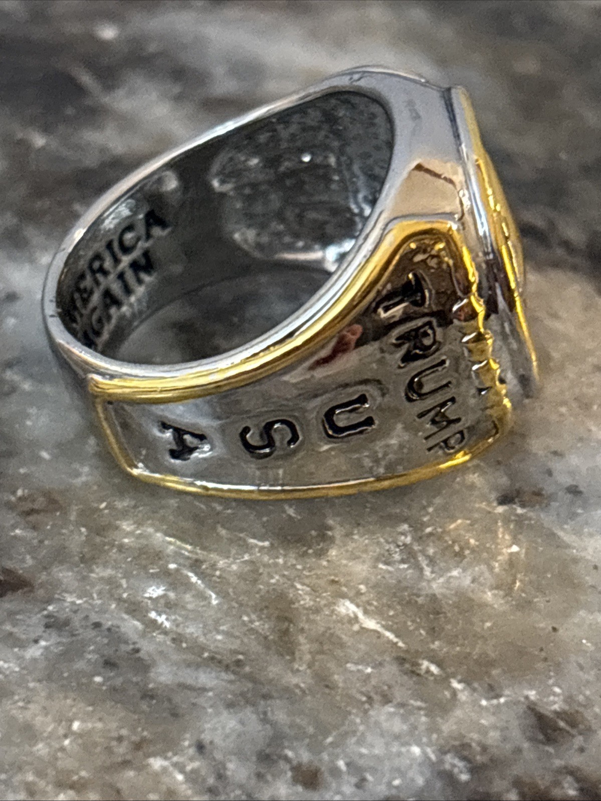 🇺🇸New Silvertone President Trump MAGA Make America Great Again Size 10 Ring