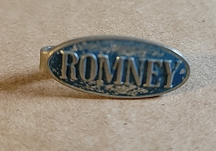 *RARE* ROMNEY EMBOSSED METAL TIE CLIP Political Campaign Pin Button 1 INCH