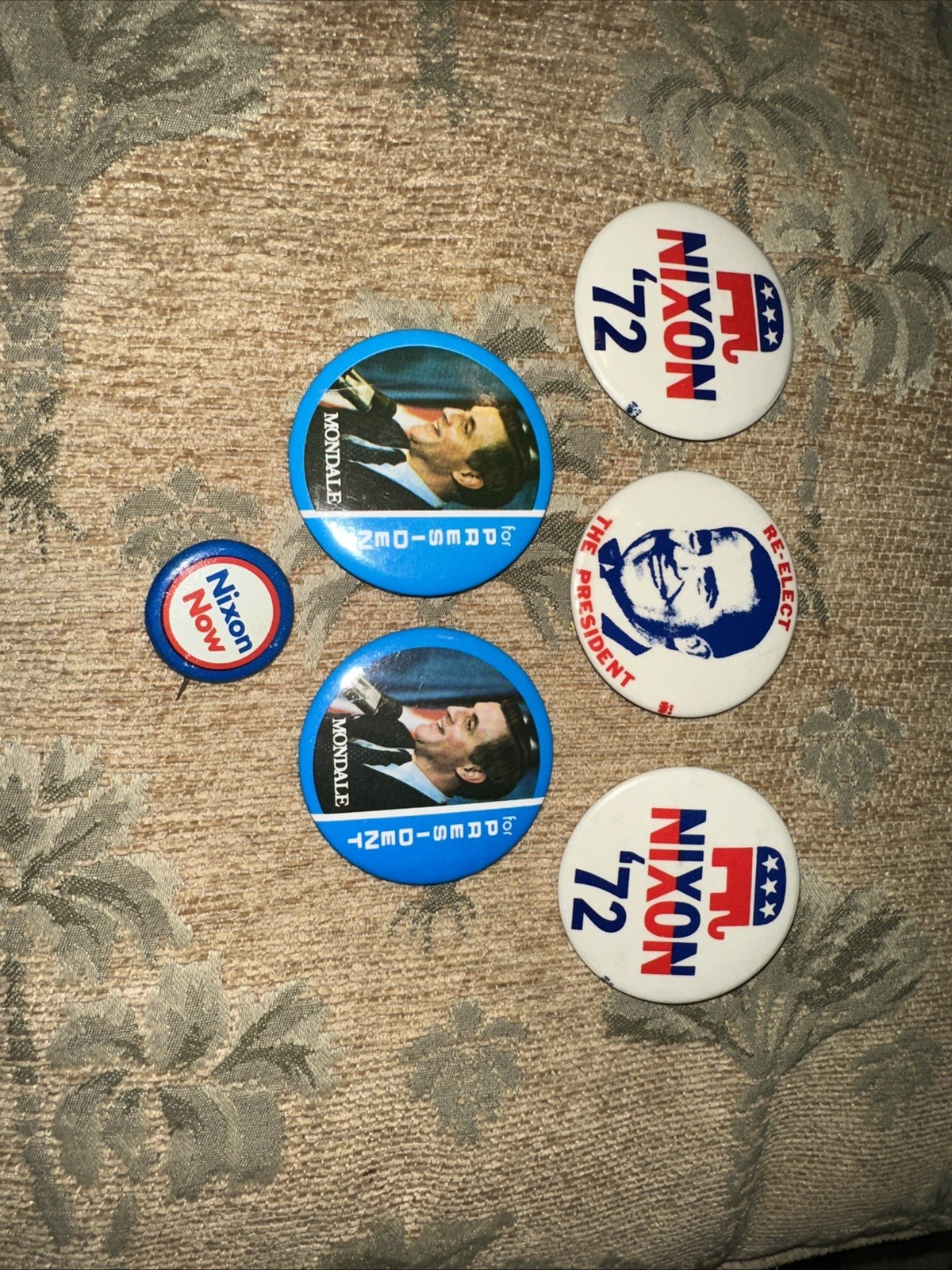 1970s Nixon Mondale Antique Political Vintage President Old Campaign Buttons Pin