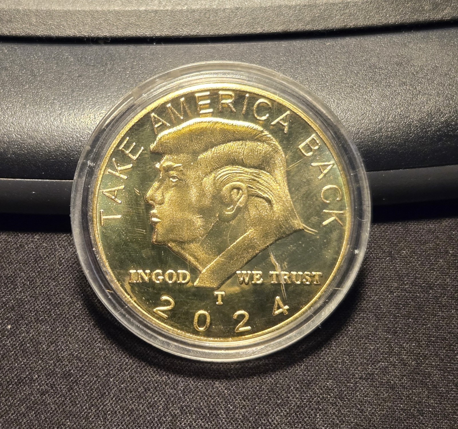 45th President “2024 Donald Trump” Gold Clad Coin “TAKE AMERICA BACK” In Case