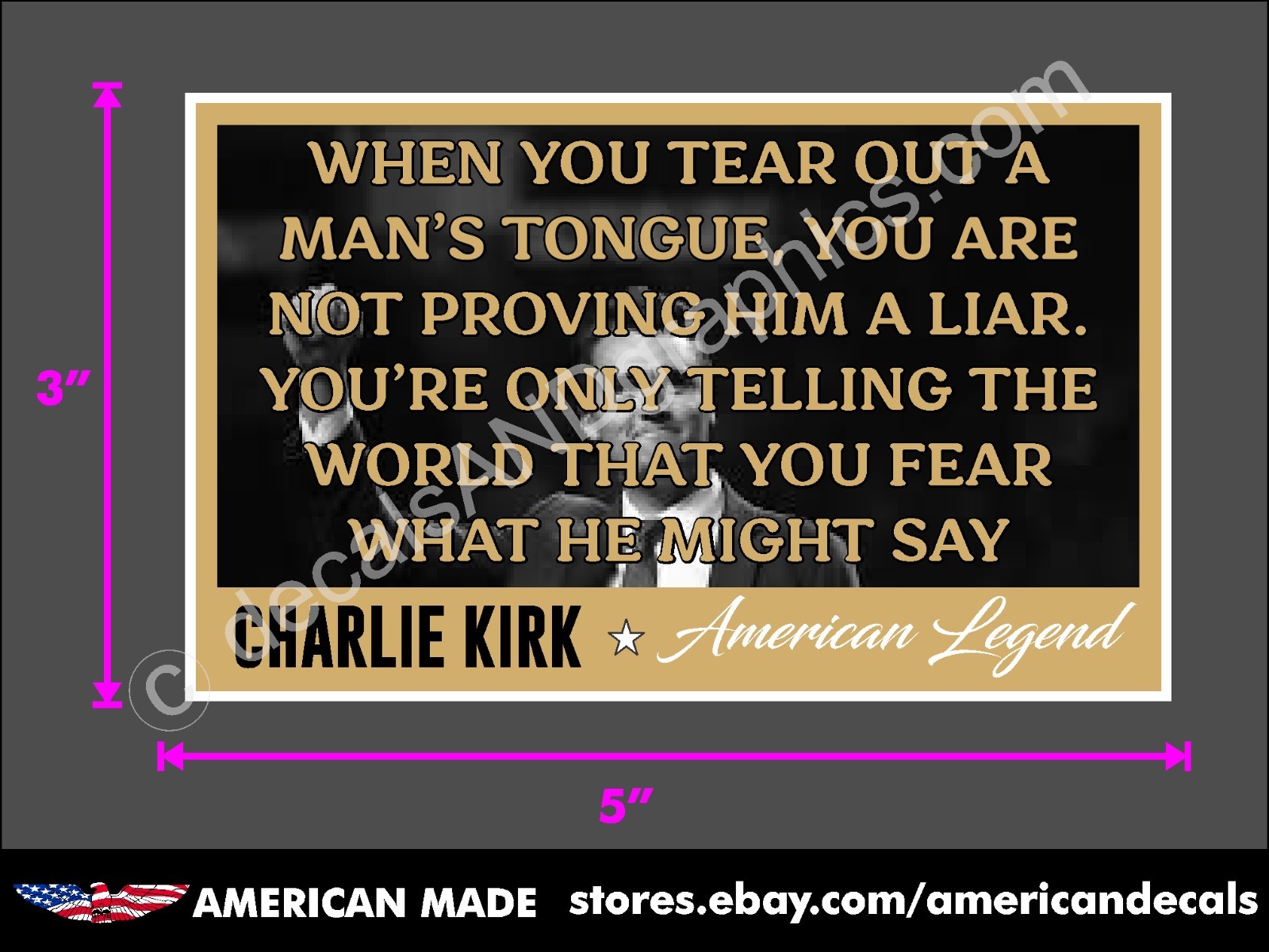 CHARLIE KIRK LEGEND MAGA STICKER DECAL WINDOW BUMPER