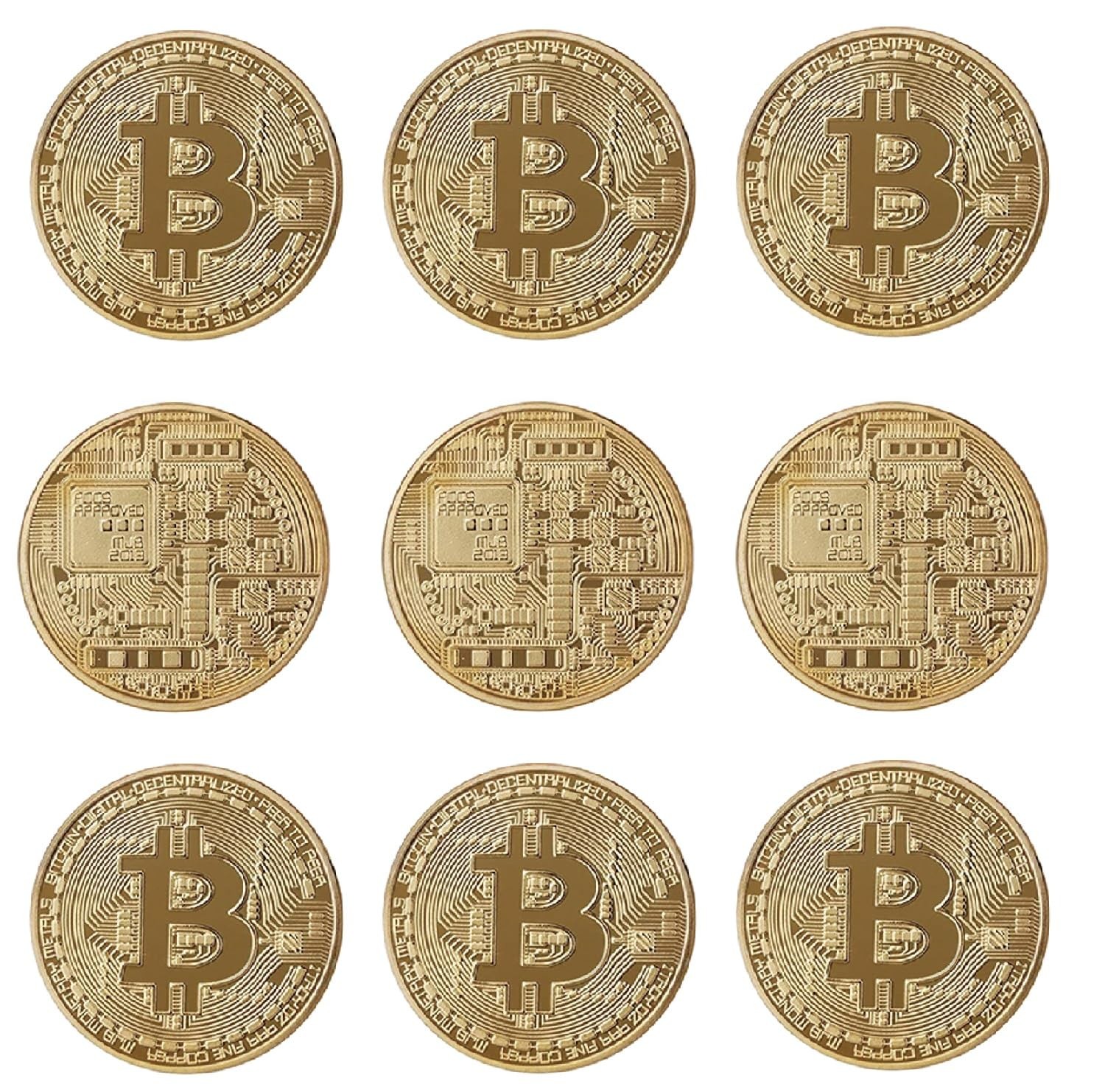 9PC Bitcoin Coin | Physical Bitcoin with Protective Case, Gold Plated Bitcoin…