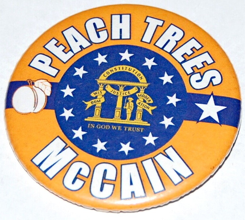 2008 Georgia Peach JOHN MCCAIN campaign pin pinback button political president
