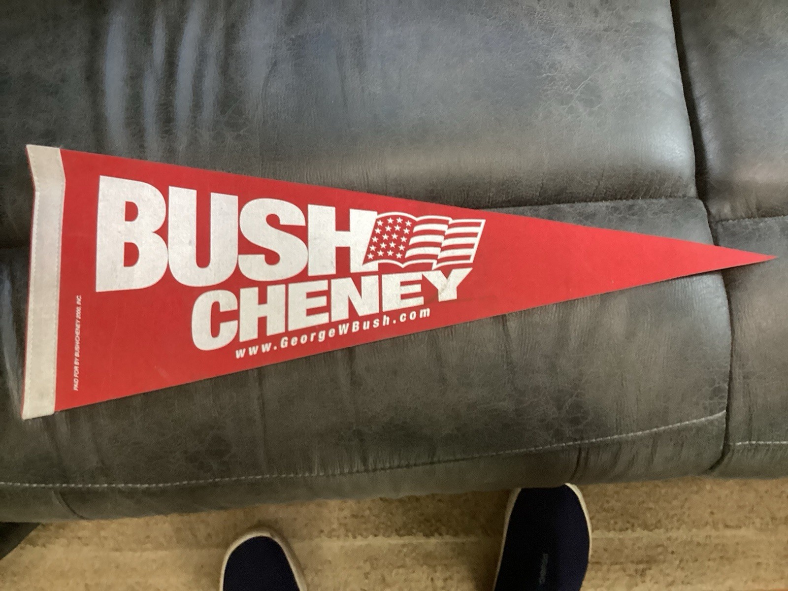 2000 George Bush Dick Cheney Presidential Pennant. Rare Red Variant 24” Long