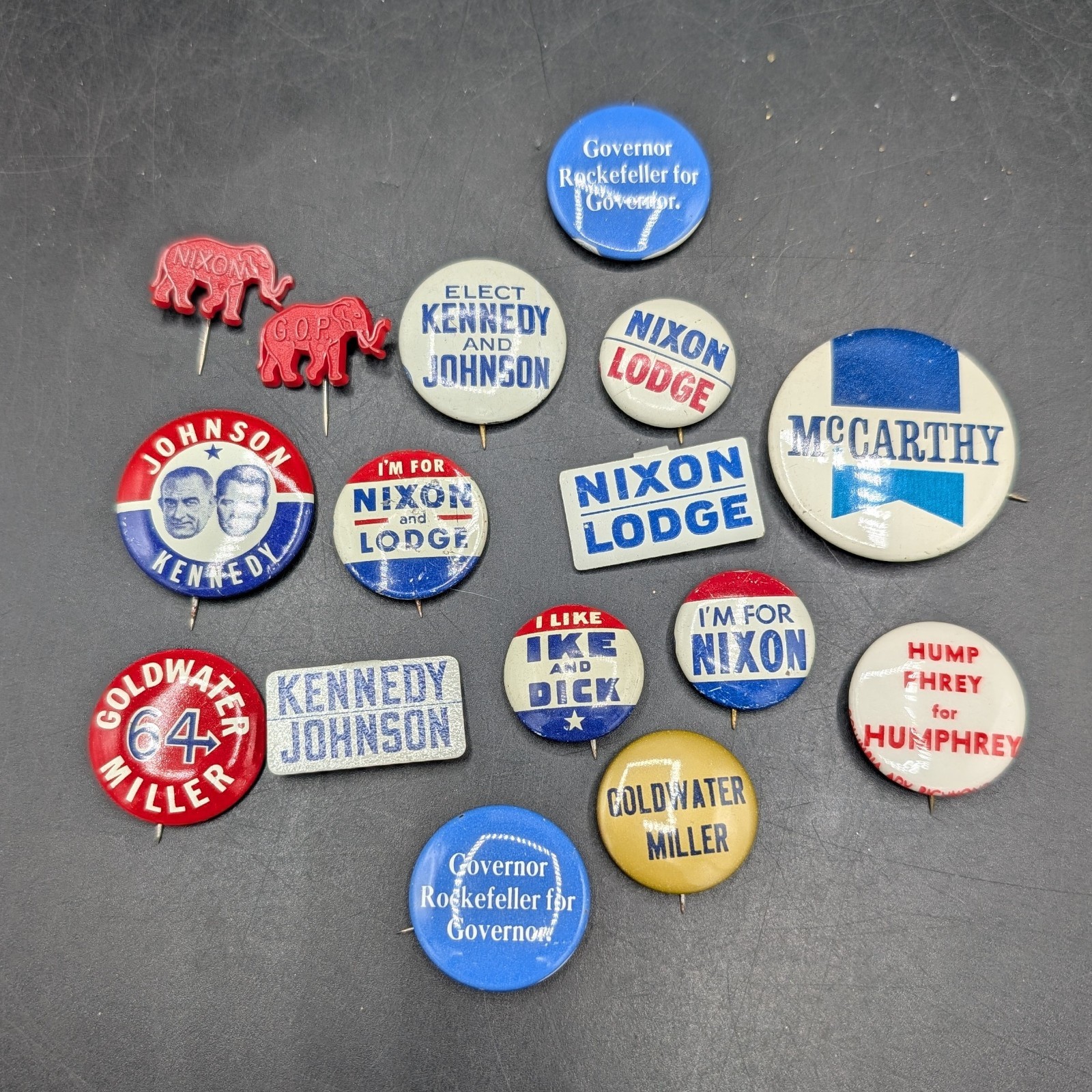 Lot 16 1950s-1970s Political Campaign Buttons Kennedy Nixon IKE Goldwater & More