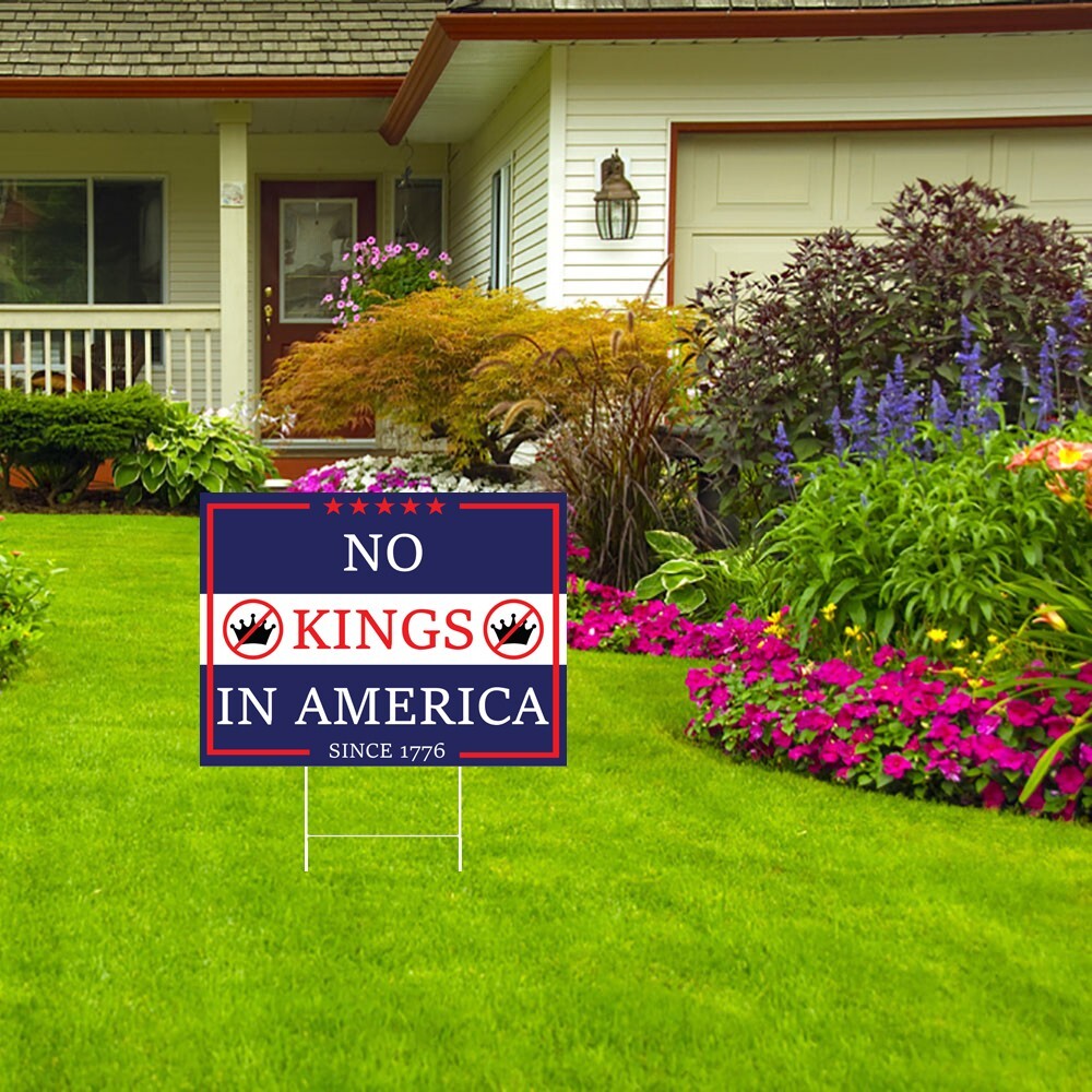 No Kings Yard Sign – Political Protest Sign | Anti-Tyrrany 24×18 with stake