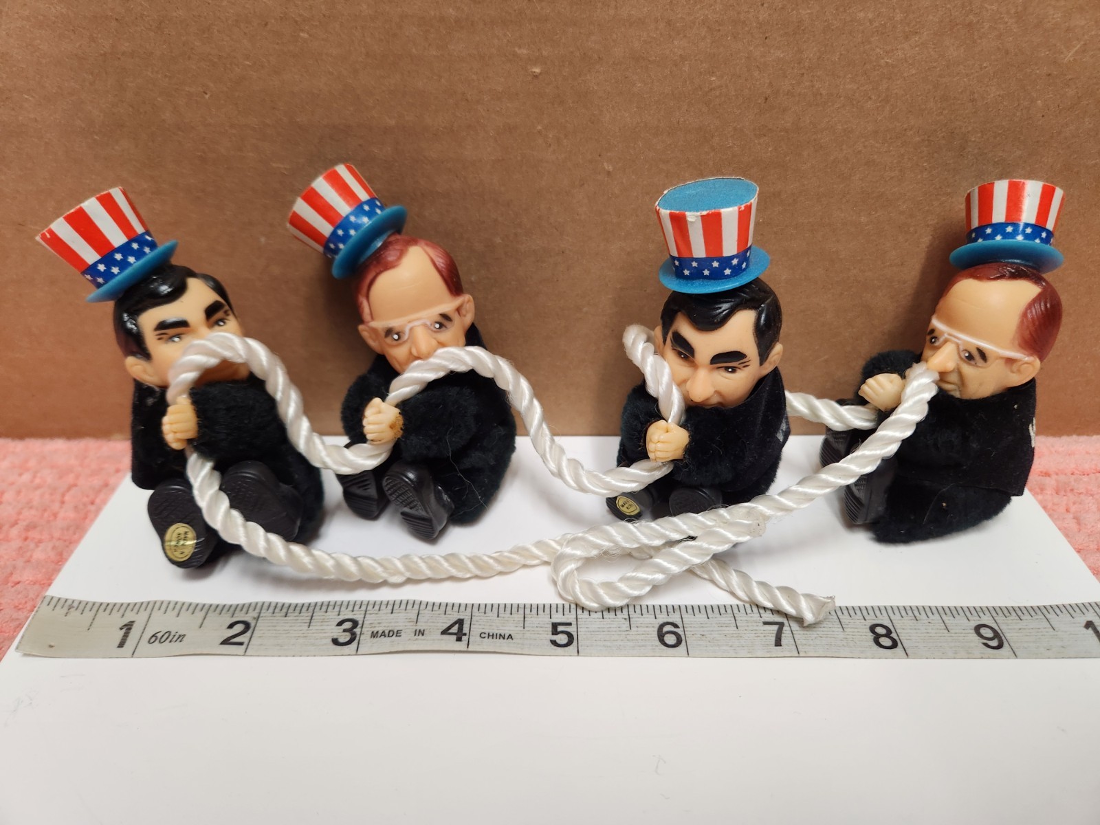 1988 George Bush & Michael Dukakis Clip-On Huggers Set Of 4 Political Souvenir