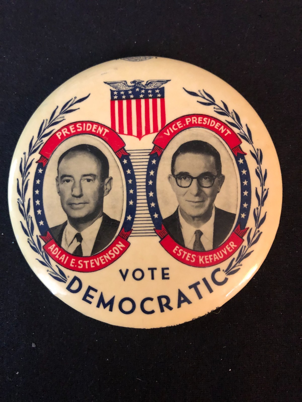 1956 Adlai Stevenson & Estes Kefauver Democratic Presidential Campaign Button