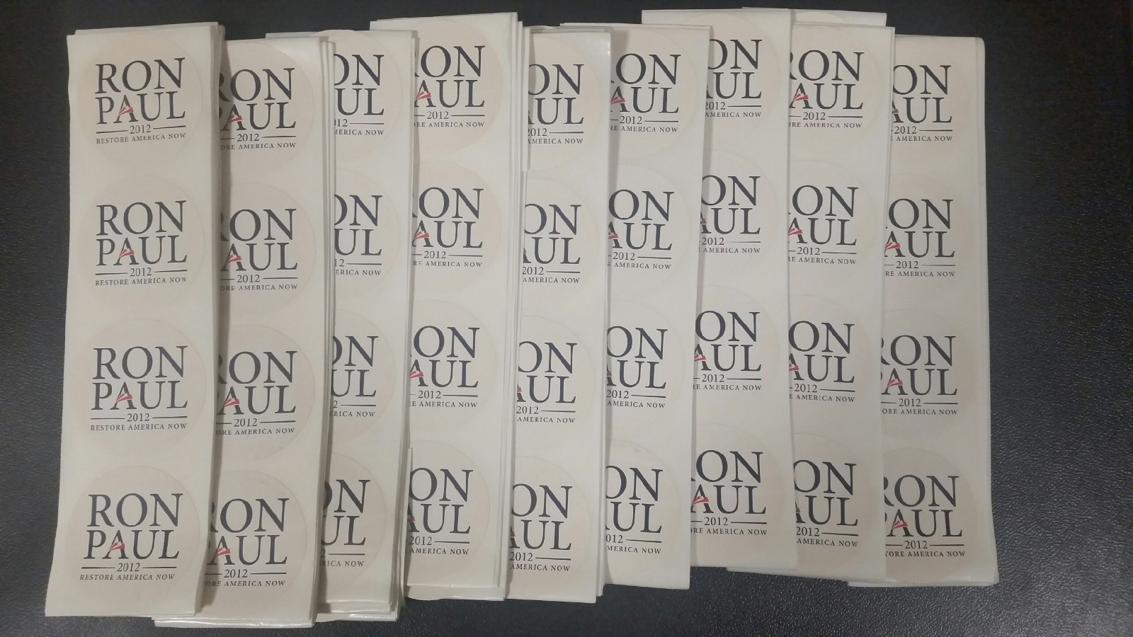 RON PAUL 2012 Bumper Stickers (set of 10) white round 2-in Official Campaign NEW