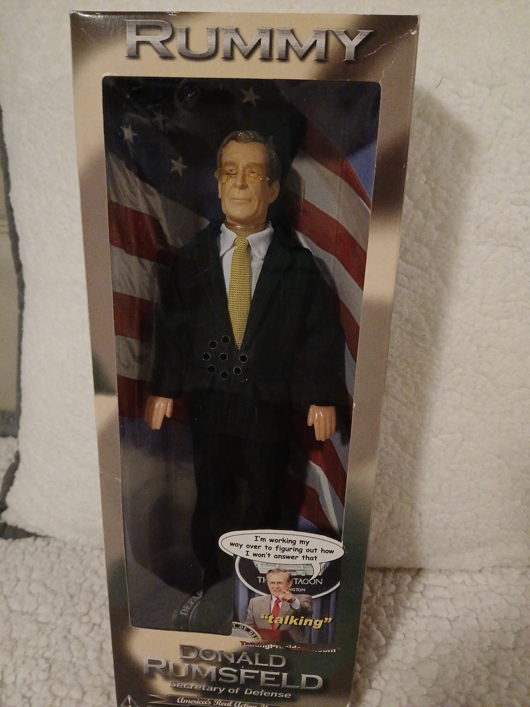 Talking DONALD Rumsfield Figure NRFB, RARE Collectable