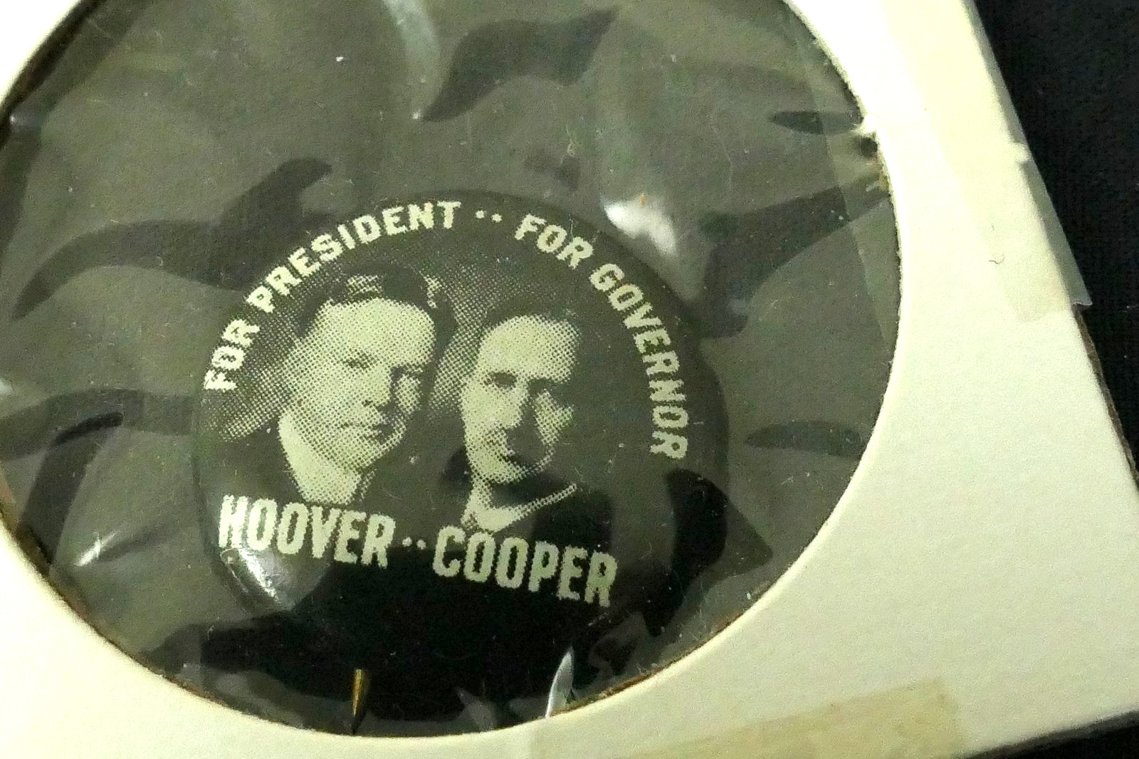 1928 Herbert Hoover For President Myers Cooper For Governor Campaign Button Pin