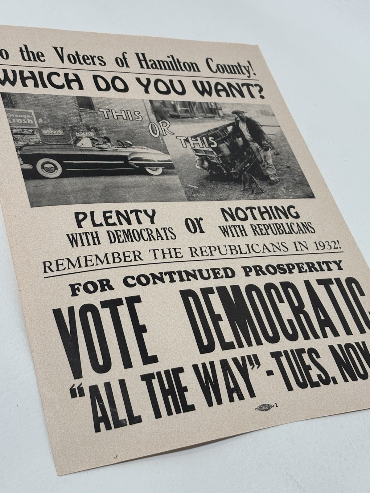 1948 Democratic Party Campaign Flyer Hamilton County Tennessee US Election