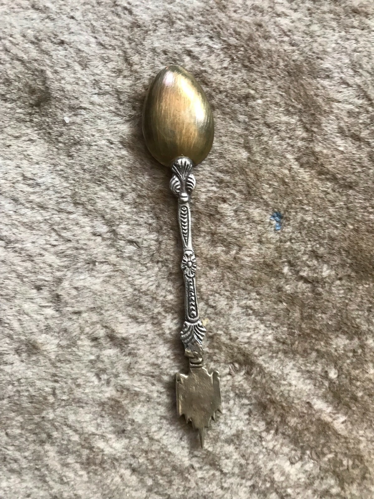Vintage / Antique Silver Plated souvenir spoon w/ angel & church building 5.25“L