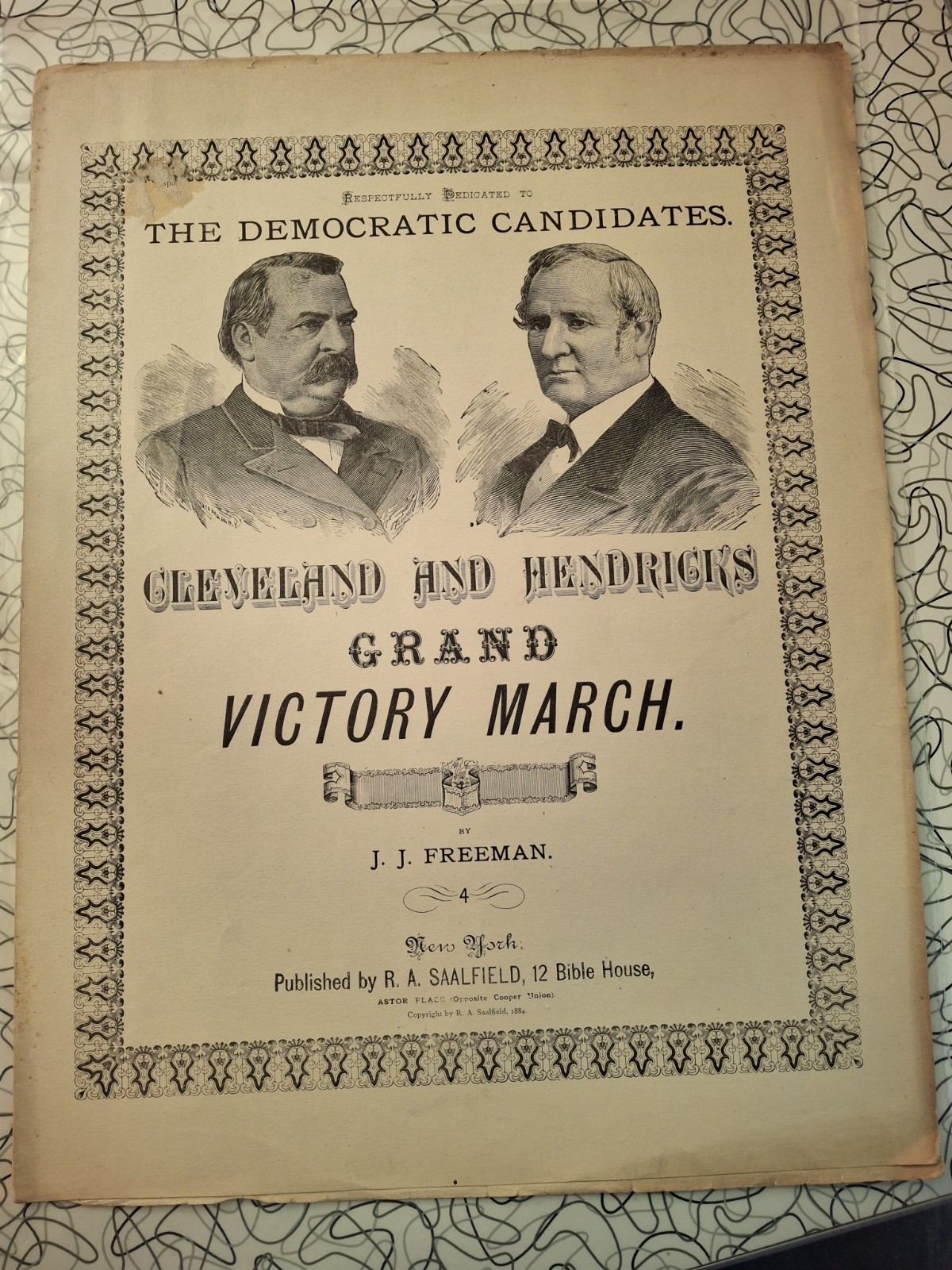 Rare 1884 Cleveland & Hendricks Grand Victory March Sheet Music