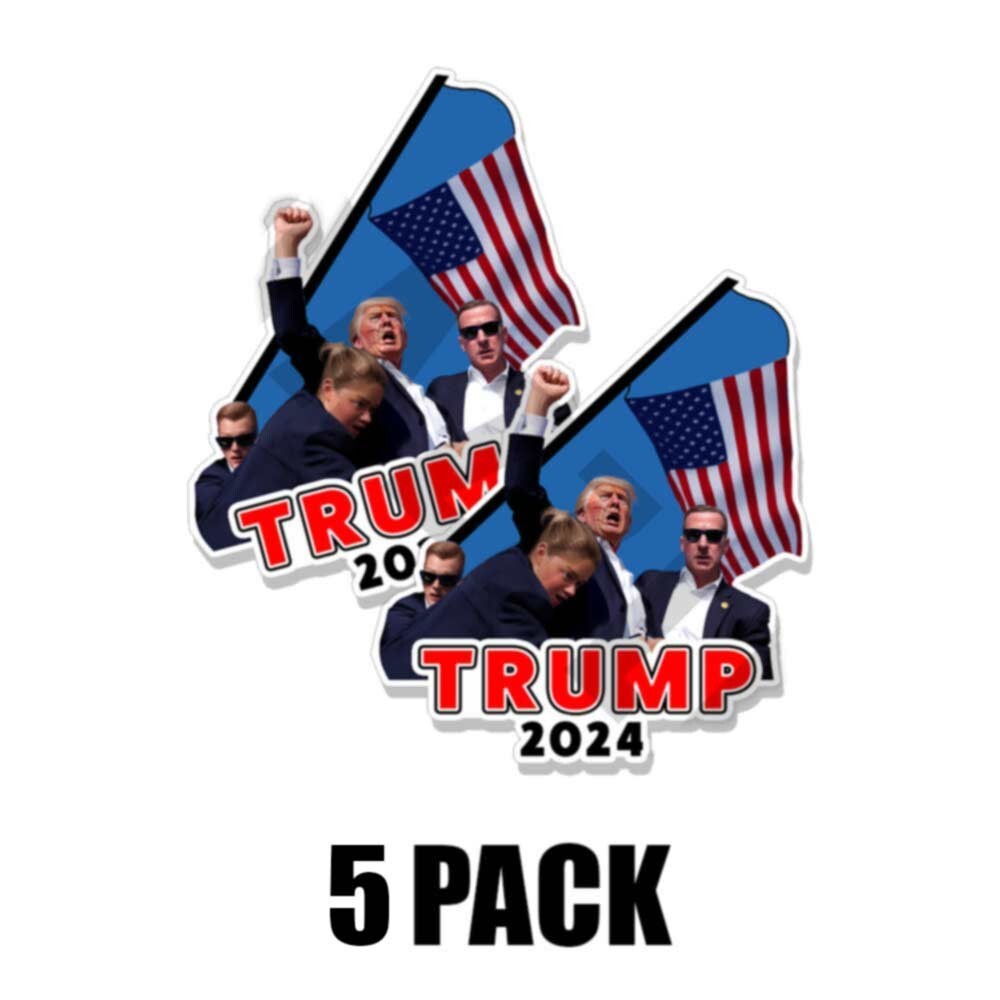 TRUMP 2024 BLUE Raising FIST STICKER shooting SAVE AMERICA patriot DONALD 5 PACK