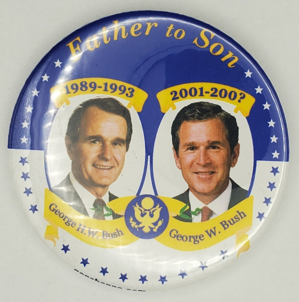 Vintage 2000 George H W Bush George W Bush Father to Son Pinback Button