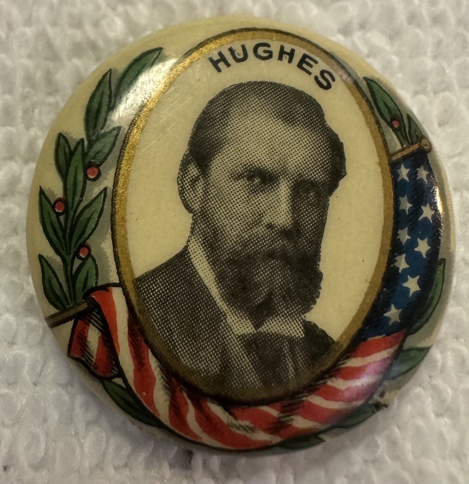 1916 CHARLES EVAN HUGHES 7/8″ COLORFUL CELLO CAMPAIGN BUTTON-NR MINT & CHOICE!