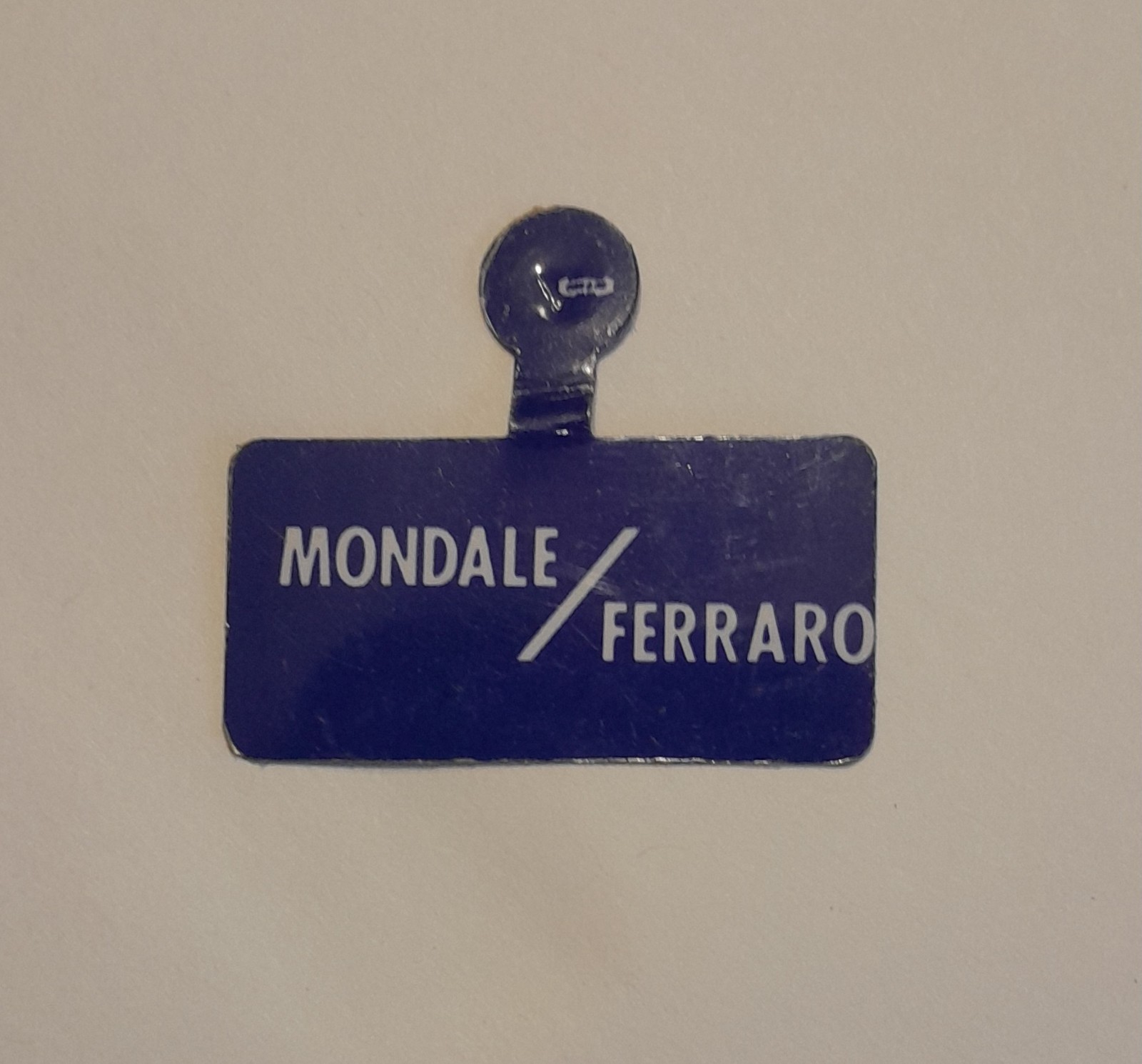 1984 Presidential Campaign Mondale/Ferraro Fold Over Lapel Pin Tin